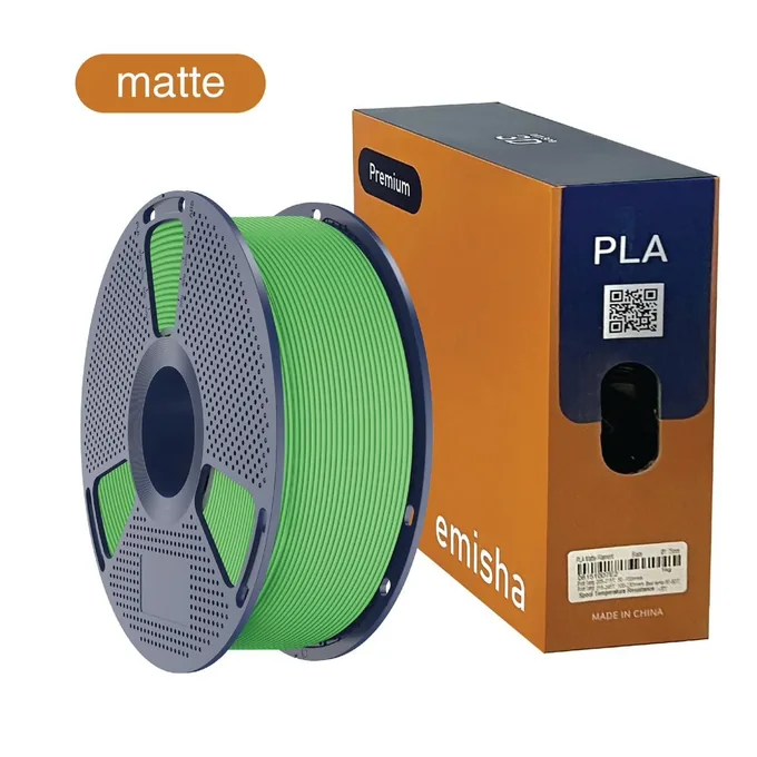 Bobina de filamento Emisha PLA Matte color Deep Green con su caja
