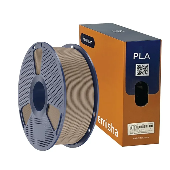 Bobina de filamento Emisha PLA Wood color Forest Wood con su caja